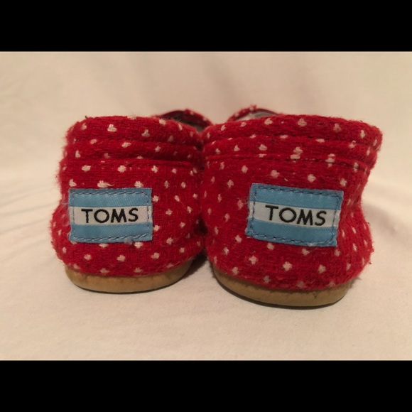 Toms Womens Size 7 Flats Red White Polka Dot - Picture 3 of 4